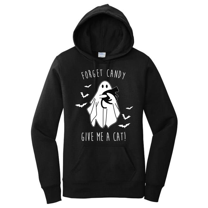 Funny Ghost Forget Candy Give Me A Cat Halloween Women's Pullover Hoodie