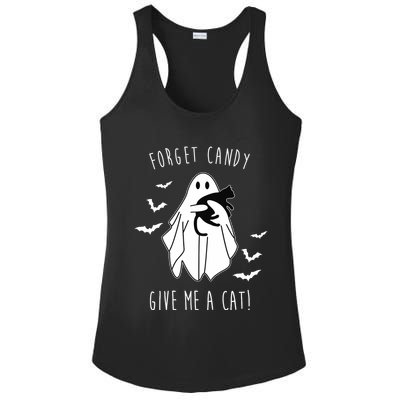 Funny Ghost Forget Candy Give Me A Cat Halloween Ladies PosiCharge Competitor Racerback Tank
