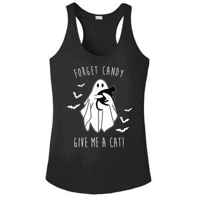 Funny Ghost Forget Candy Give Me A Cat Halloween Ladies PosiCharge Competitor Racerback Tank