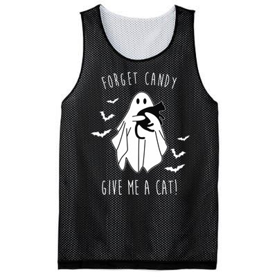 Funny Ghost Forget Candy Give Me A Cat Halloween Mesh Reversible Basketball Jersey Tank