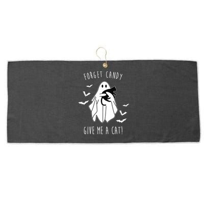 Funny Ghost Forget Candy Give Me A Cat Halloween Large Microfiber Waffle Golf Towel