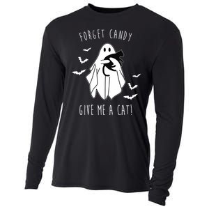 Funny Ghost Forget Candy Give Me A Cat Halloween Cooling Performance Long Sleeve Crew