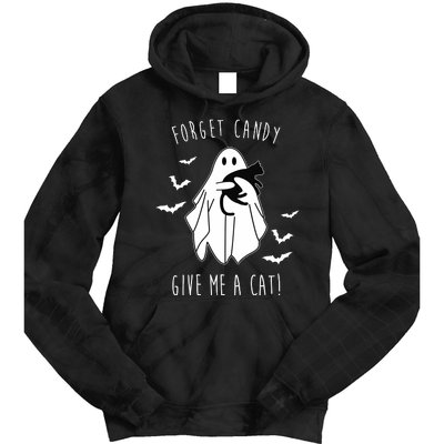 Funny Ghost Forget Candy Give Me A Cat Halloween Tie Dye Hoodie