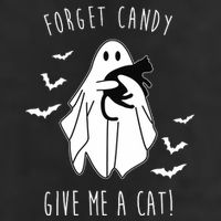Funny Ghost Forget Candy Give Me A Cat Halloween Trucker Hat
