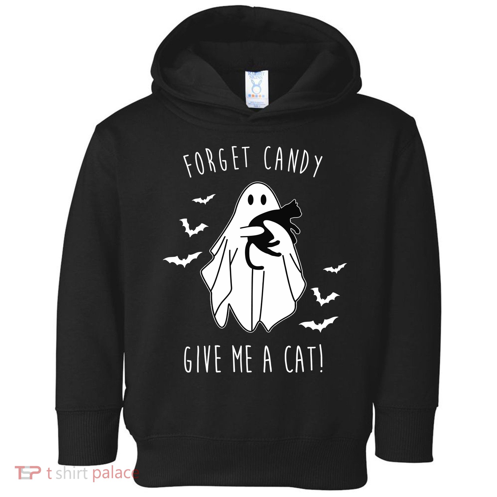 Funny Ghost Forget Candy Give Me A Cat Halloween Toddler Hoodie