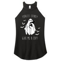 Funny Ghost Forget Candy Give Me A Cat Halloween Women's Perfect Tri Rocker Tank