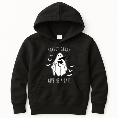 Funny Ghost Forget Candy Give Me A Cat Halloween Kids Hoodie