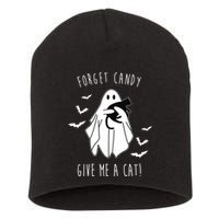 Funny Ghost Forget Candy Give Me A Cat Halloween Short Acrylic Beanie