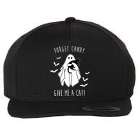 Funny Ghost Forget Candy Give Me A Cat Halloween Wool Snapback Cap