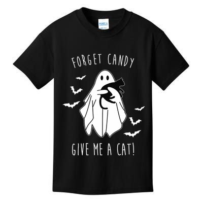 Funny Ghost Forget Candy Give Me A Cat Halloween Kids T-Shirt