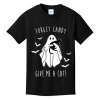 Funny Ghost Forget Candy Give Me A Cat Halloween Kids T-Shirt