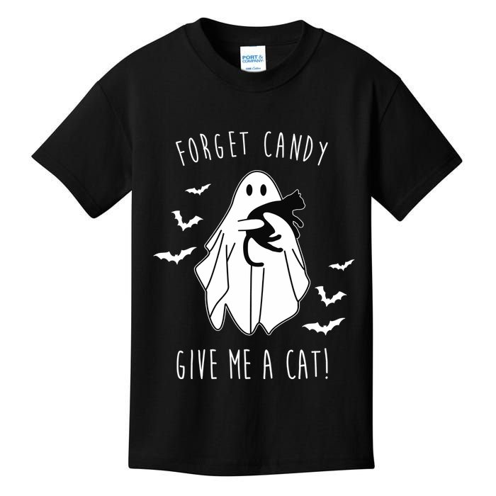 Funny Ghost Forget Candy Give Me A Cat Halloween Kids T-Shirt