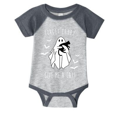 Funny Ghost Forget Candy Give Me A Cat Halloween Infant Baby Jersey Bodysuit