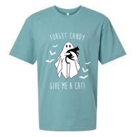 Funny Ghost Forget Candy Give Me A Cat Halloween Sueded Cloud Jersey T-Shirt