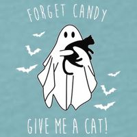 Funny Ghost Forget Candy Give Me A Cat Halloween Sueded Cloud Jersey T-Shirt