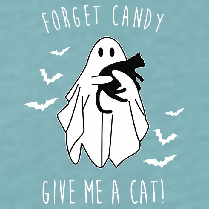Funny Ghost Forget Candy Give Me A Cat Halloween Sueded Cloud Jersey T-Shirt