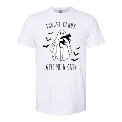 Funny Ghost Forget Candy Give Me A Cat Halloween Softstyle CVC T-Shirt