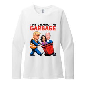 Funny Garbage For Trump 2024 Time To Take Out The Garbage Womens CVC Long Sleeve Shirt