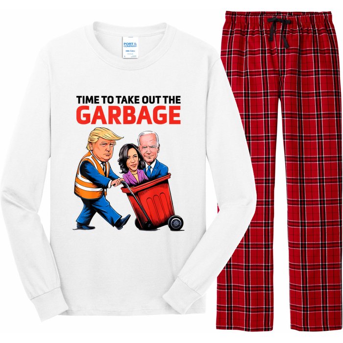 Funny Garbage For Trump 2024 Time To Take Out The Garbage Long Sleeve Pajama Set