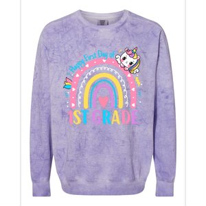 First Grade First Day To School 1St Grade Unicorn Gift Colorblast Crewneck Sweatshirt