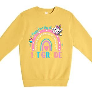 First Grade First Day To School 1St Grade Unicorn Gift Premium Crewneck Sweatshirt