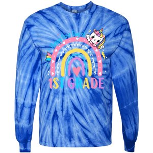 First Grade First Day To School 1St Grade Unicorn Gift Tie-Dye Long Sleeve Shirt