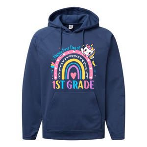 First Grade First Day To School 1St Grade Unicorn Gift Performance Fleece Hoodie