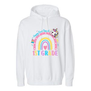 First Grade First Day To School 1St Grade Unicorn Gift Garment-Dyed Fleece Hoodie