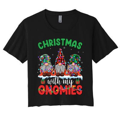 Festive Gnome Family Pajama Set Women's Crop Top Tee