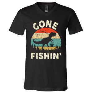 Funny Gone Fishing V-Neck T-Shirt