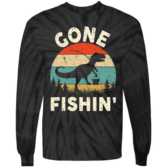 Funny Gone Fishing Tie-Dye Long Sleeve Shirt