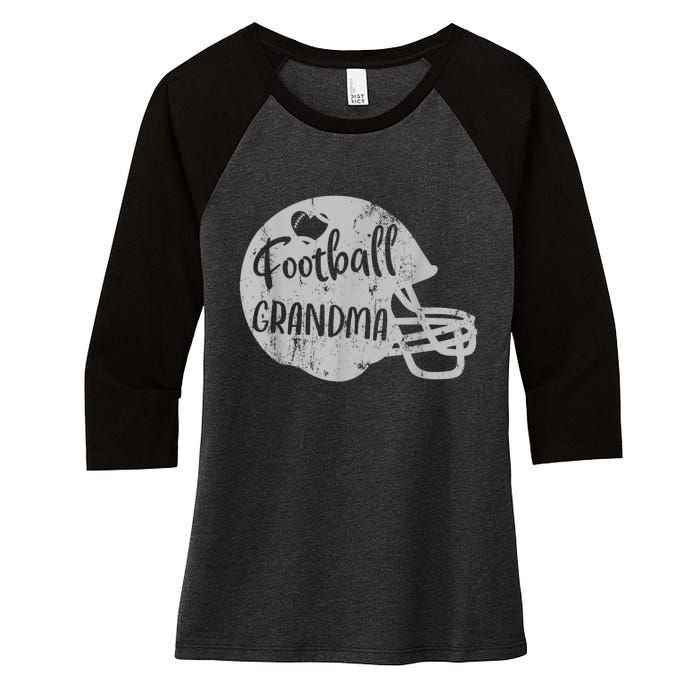 Football Grandma Fun Supportive American Football Grandma Women's Tri-Blend 3/4-Sleeve Raglan Shirt