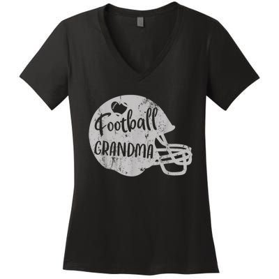 Football Grandma Fun Supportive American Football Grandma Women's V-Neck T-Shirt