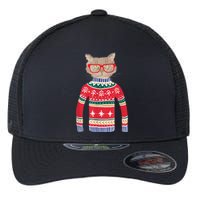 Funny Gift For Cat Lovers Ugly Christmas Sweater Flexfit Unipanel Trucker Cap