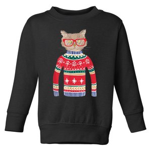 Funny Gift For Cat Lovers Ugly Christmas Sweater Toddler Sweatshirt