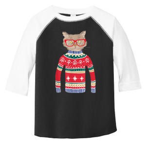 Funny Gift For Cat Lovers Ugly Christmas Sweater Toddler Fine Jersey T-Shirt