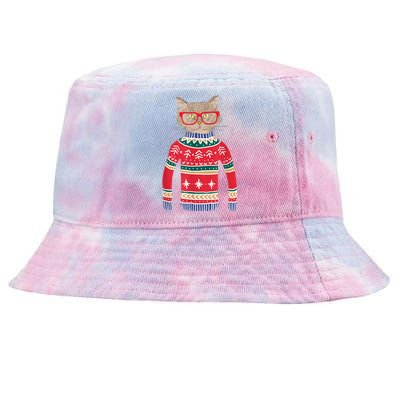 Funny Gift For Cat Lovers Ugly Christmas Sweater Tie-Dyed Bucket Hat