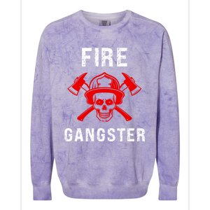 Firefighter Gift Funny Fire Gangster Skull Fire Gift Colorblast Crewneck Sweatshirt