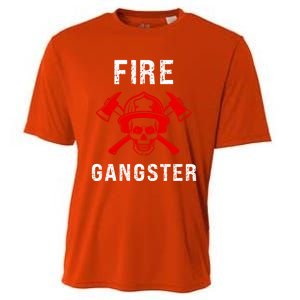 Firefighter Gift Funny Fire Gangster Skull Fire Gift Cooling Performance Crew T-Shirt