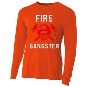 Firefighter Gift Funny Fire Gangster Skull Fire Gift Cooling Performance Long Sleeve Crew