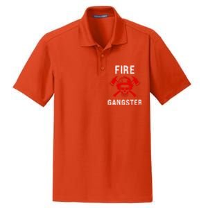 Firefighter Gift Funny Fire Gangster Skull Fire Gift Dry Zone Grid Polo