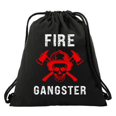 Firefighter Gift Funny Fire Gangster Skull Fire Gift Drawstring Bag