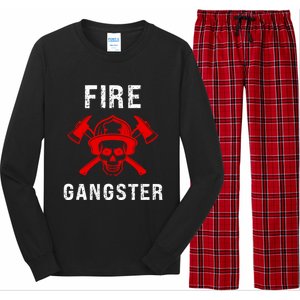 Firefighter Gift Funny Fire Gangster Skull Fire Gift Long Sleeve Pajama Set