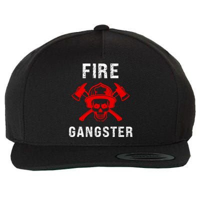 Firefighter Gift Funny Fire Gangster Skull Fire Gift Wool Snapback Cap