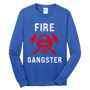 Firefighter Gift Funny Fire Gangster Skull Fire Gift Tall Long Sleeve T-Shirt