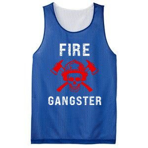 Firefighter Gift Funny Fire Gangster Skull Fire Gift Mesh Reversible Basketball Jersey Tank