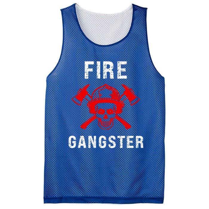 Firefighter Gift Funny Fire Gangster Skull Fire Gift Mesh Reversible Basketball Jersey Tank