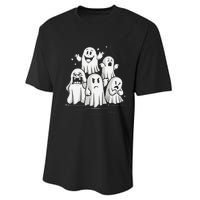 Funny Ghost Facial Expressions Spooky Halloween Performance Sprint T-Shirt