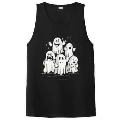 Funny Ghost Facial Expressions Spooky Halloween PosiCharge Competitor Tank