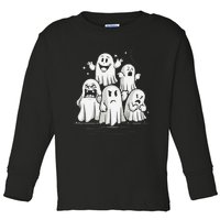 Funny Ghost Facial Expressions Spooky Halloween Toddler Long Sleeve Shirt